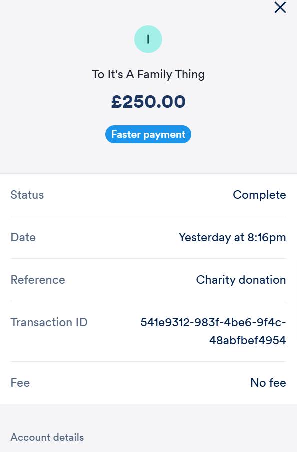 Donation to It's A Family Thing