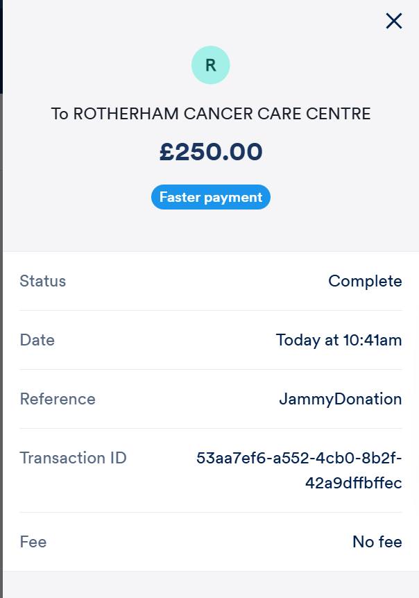 Donation to Rotherham Cancer Care Centre