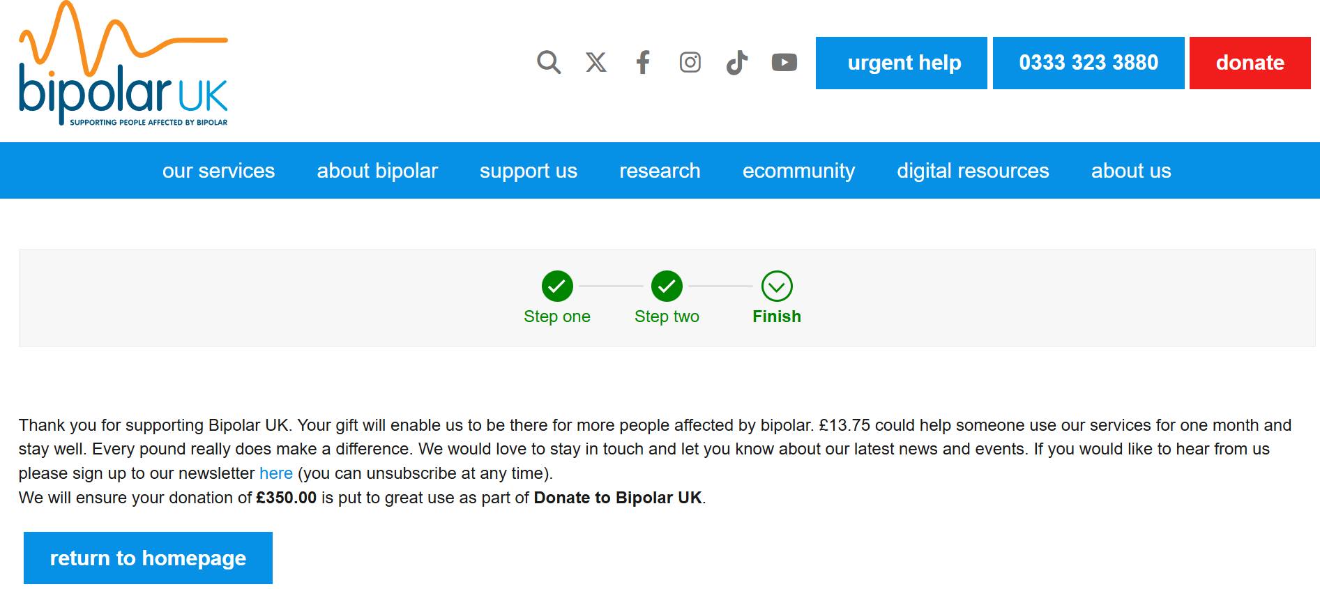 Donation to Bipolar UK