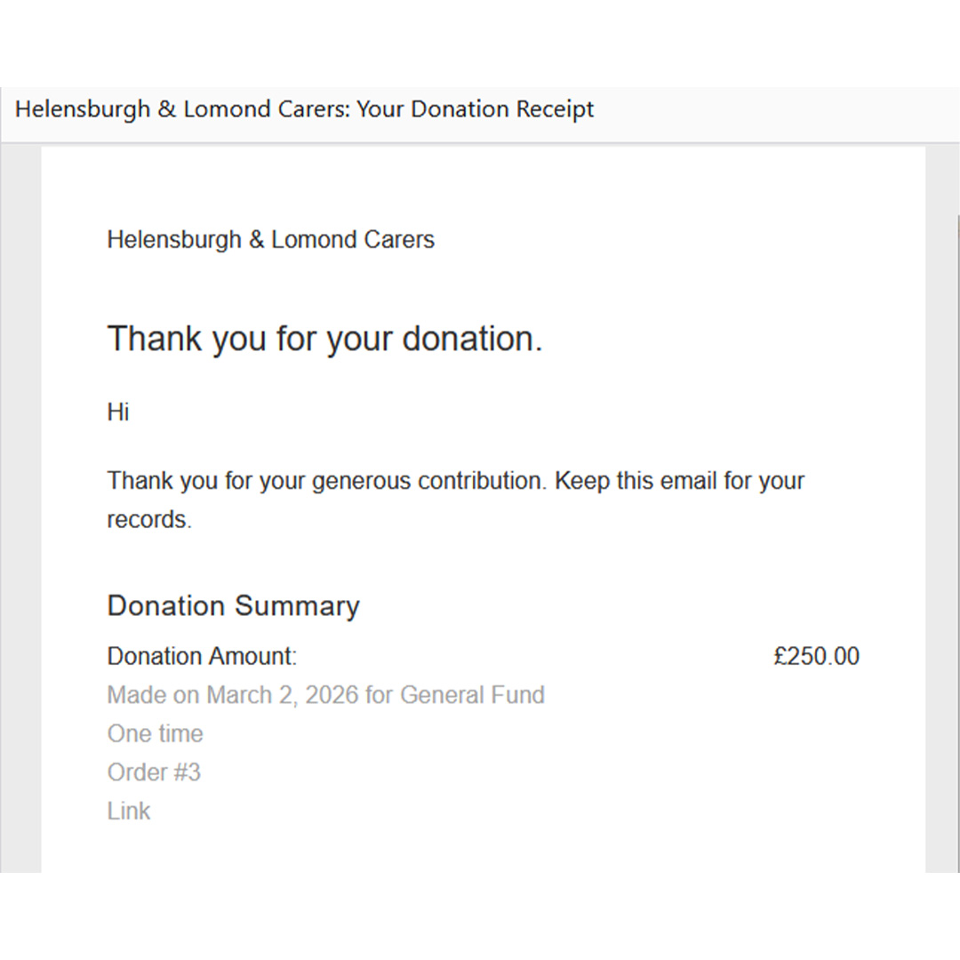 Donation to Helensburgh & Lomond Carers