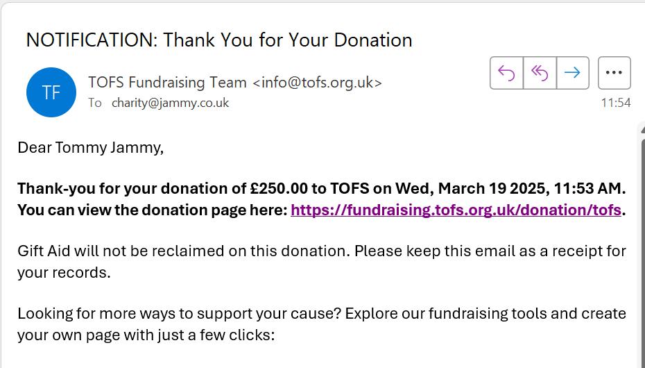 Donation to TOFS