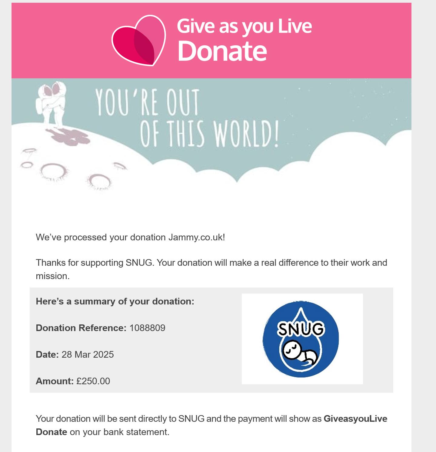 Donation to SNUG