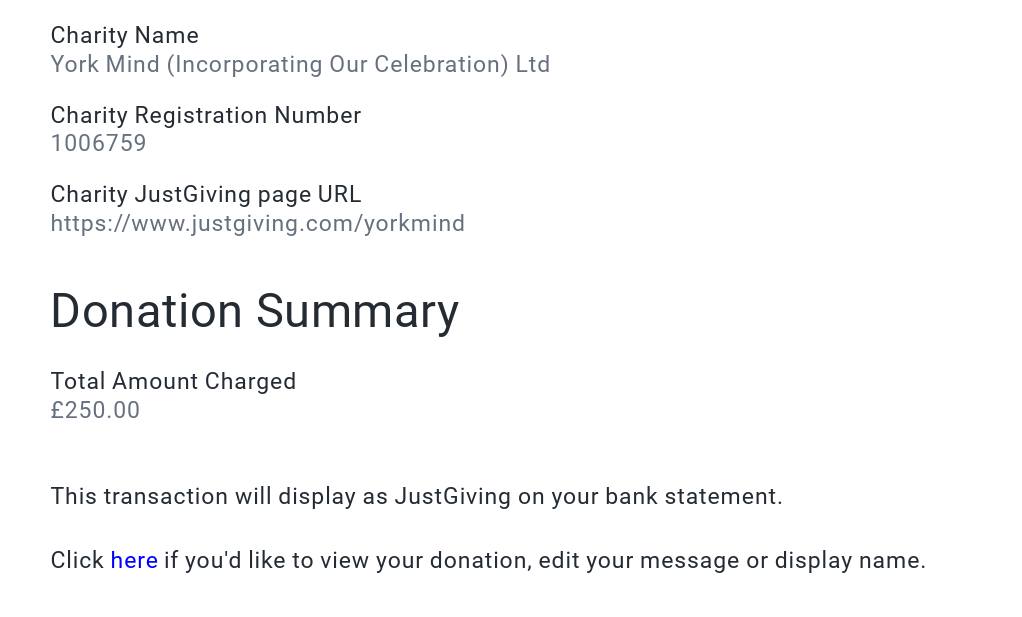 Donation to York Mind