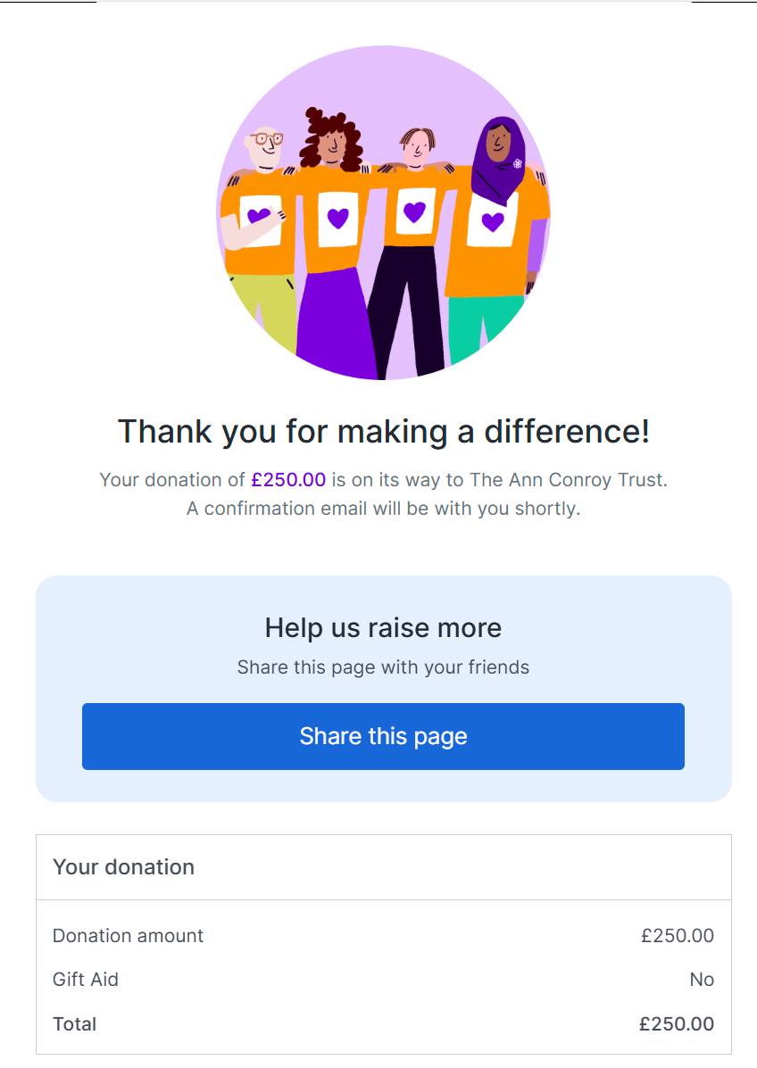 Donation to The Ann Conroy Trust