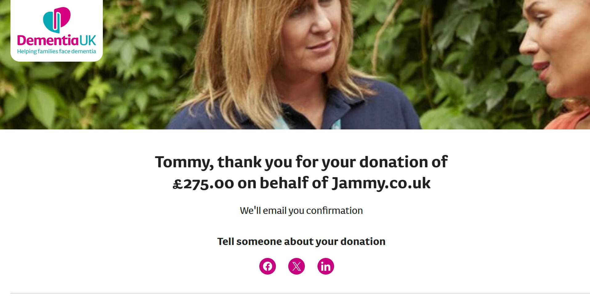 Donation to Dementia UK