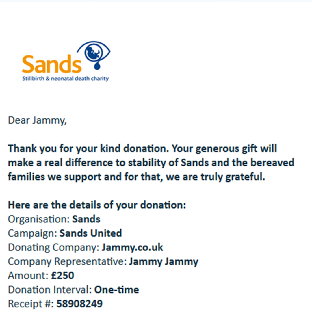 Donation to Sands United Charity