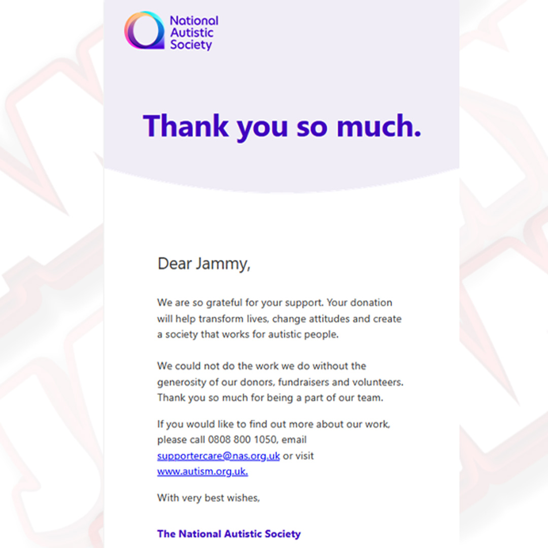 Donation to National Autistic Society