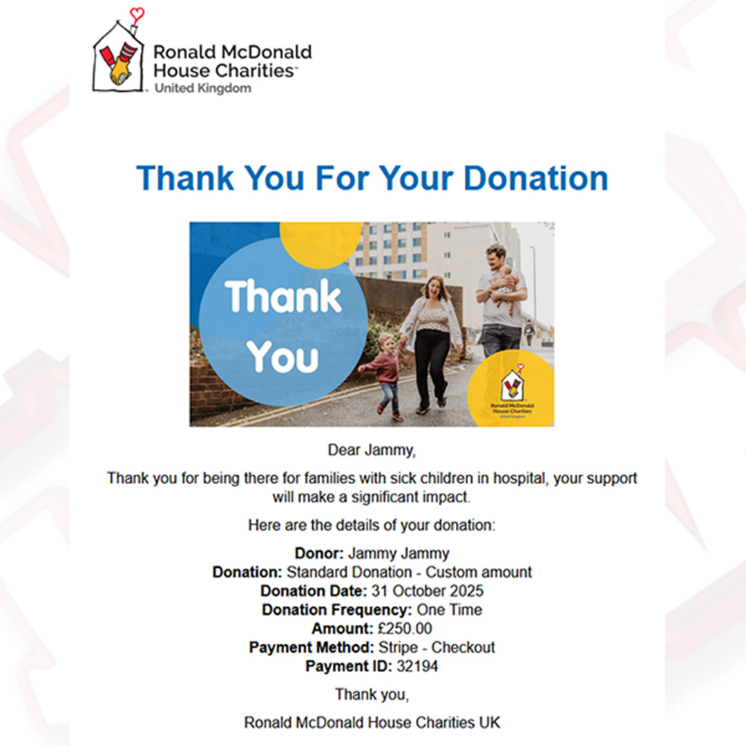 Donation to Ronald McDonald House