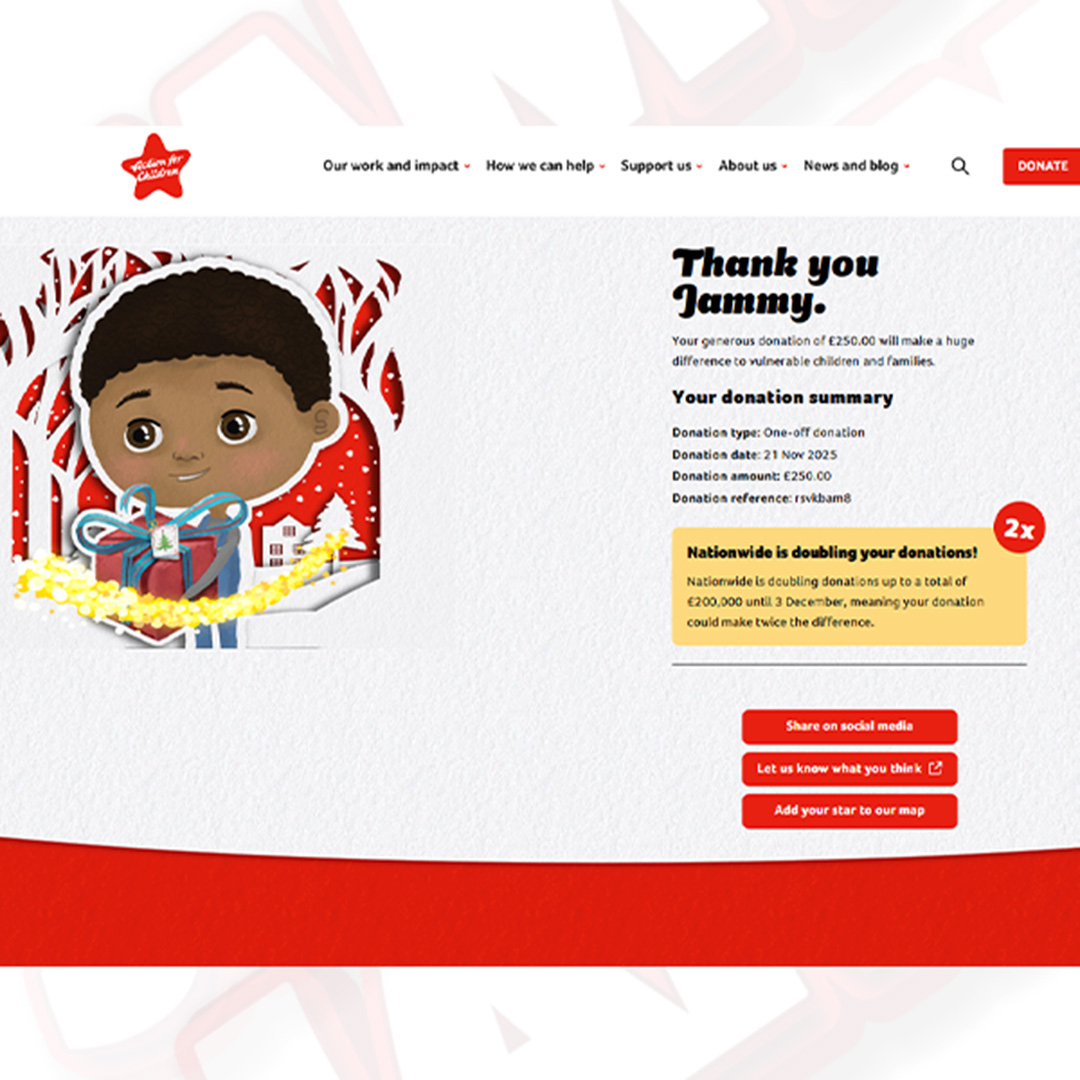Donation to Action For Children