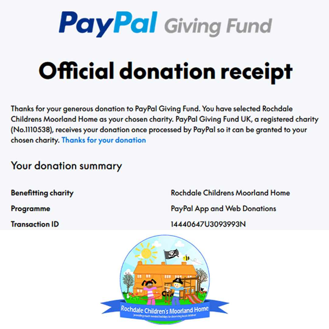 Donation to Rochdale Childrens Moorland Home