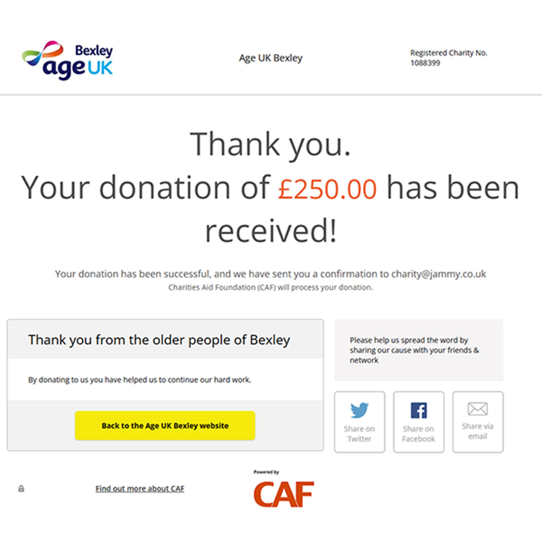 Donation to Age UK Bexley