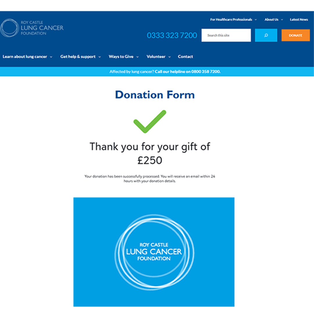 Donation to Roy Castle Lung Cancer Foundation