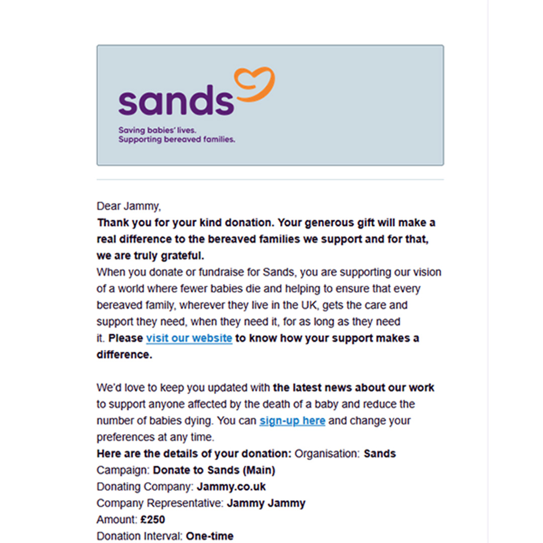 Donation to SANDS