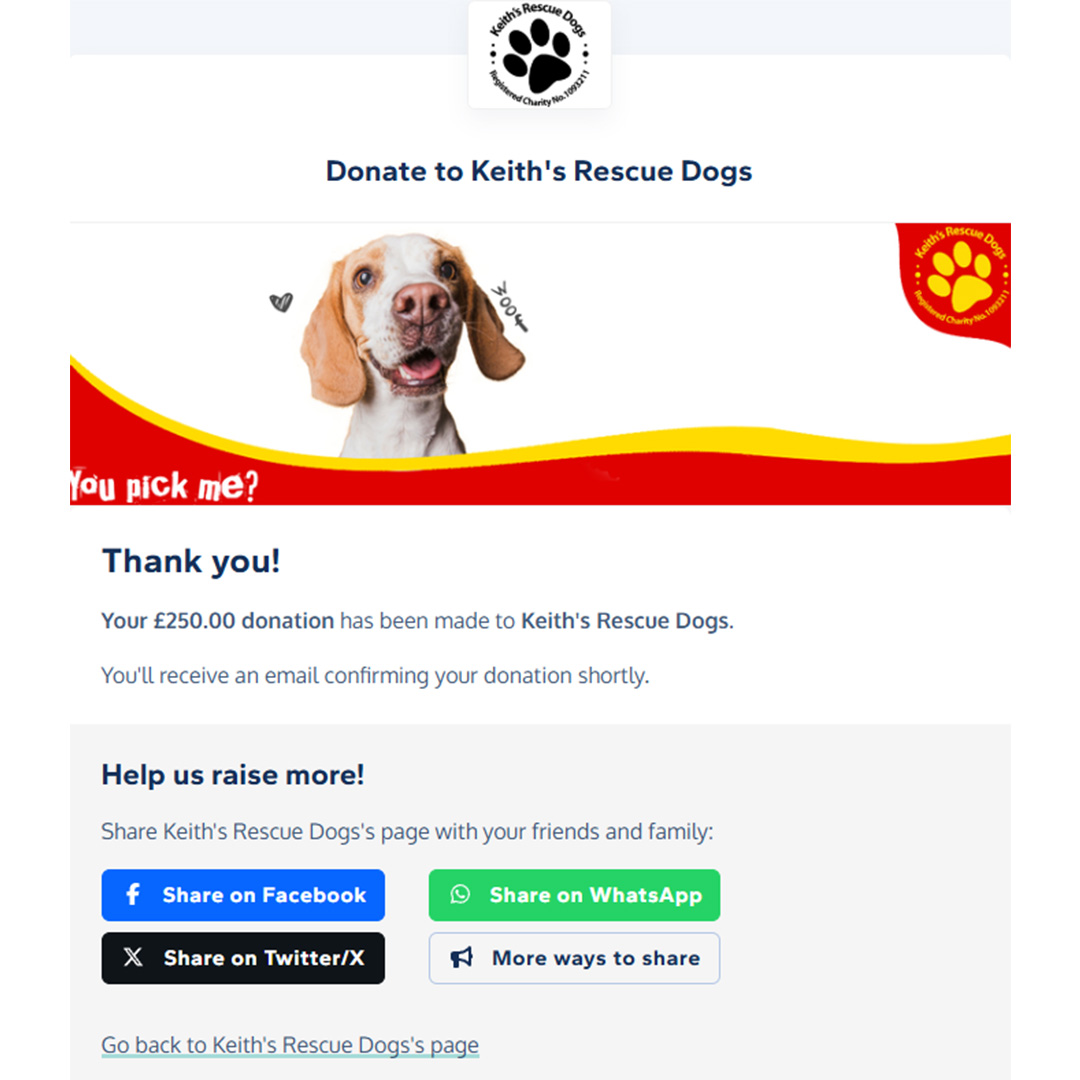 Donation to Keith's Rescue Dogs