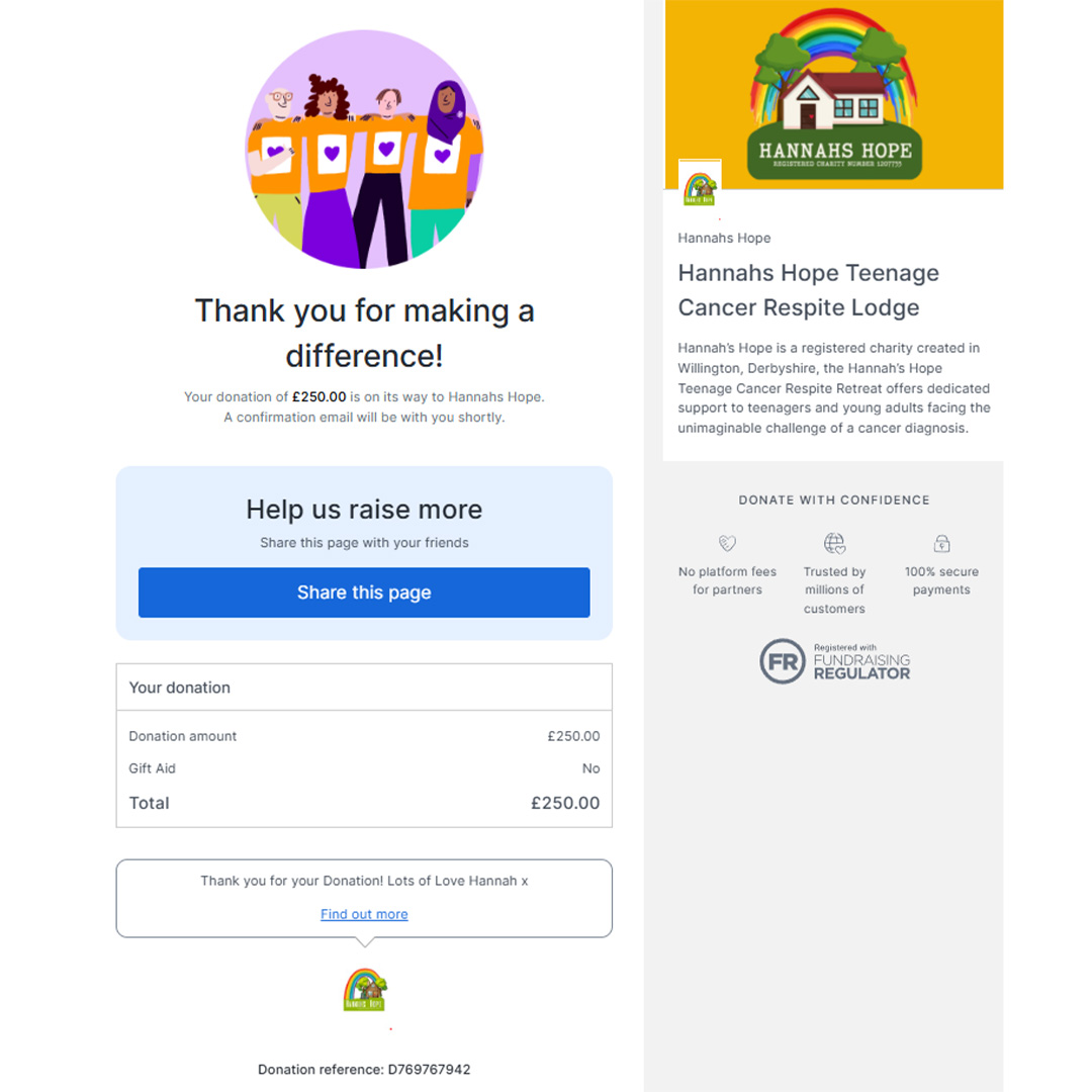 Donation to Hannah's Hope