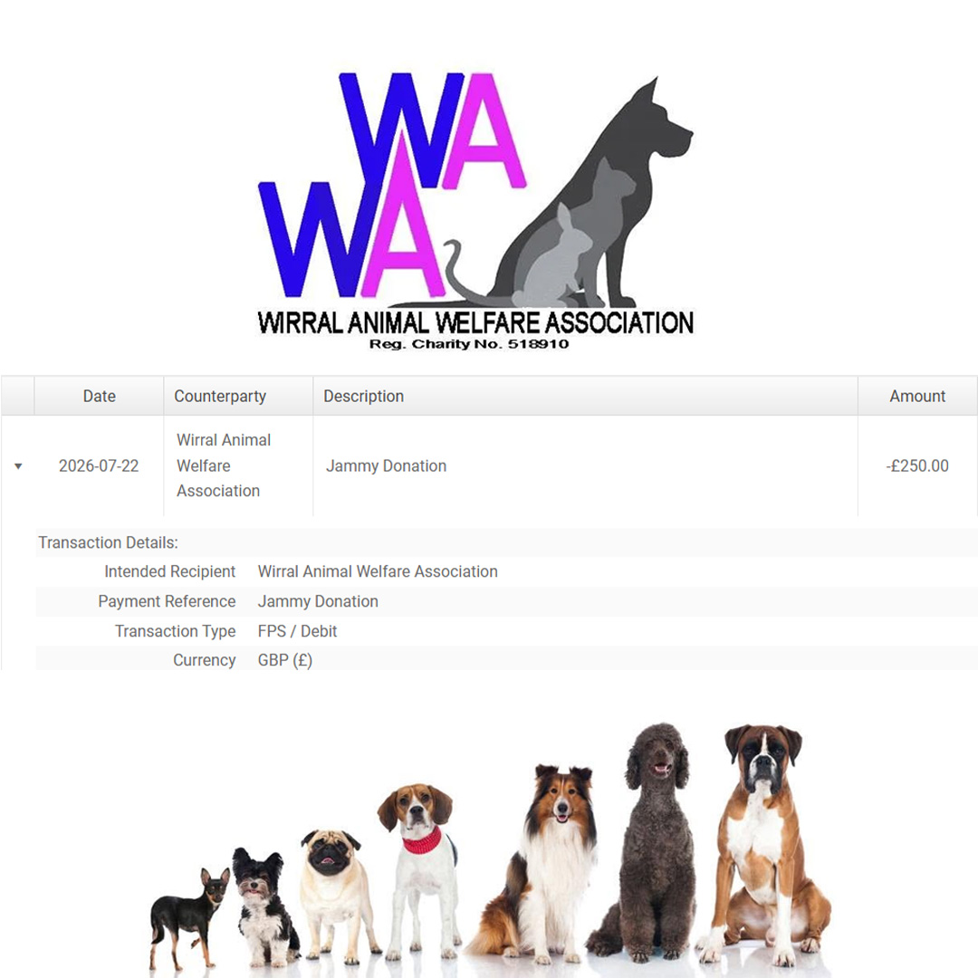 Donation to Wirral Animal Welfare Association