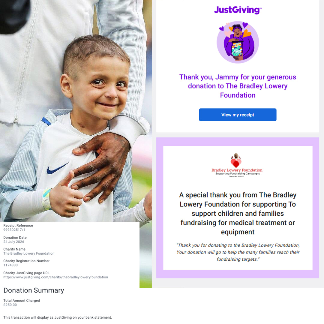 Donation to The Bradley Lowery Foundation