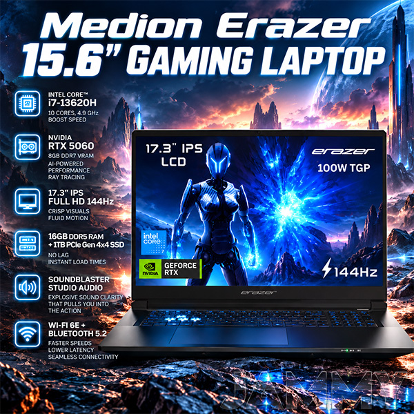 MEDION ERAZER NVIDIA RTX 5060 GAMING LAPTOP or £1050 CASH!